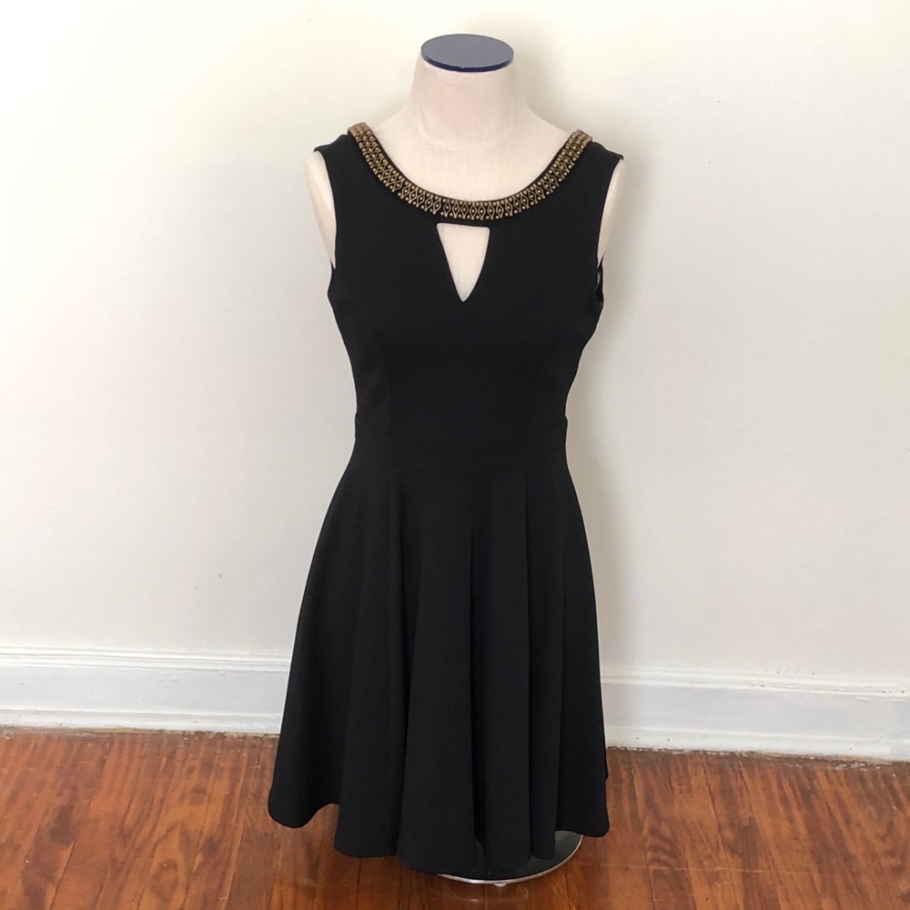 Beaded Keyhole Open Back Swing Dress